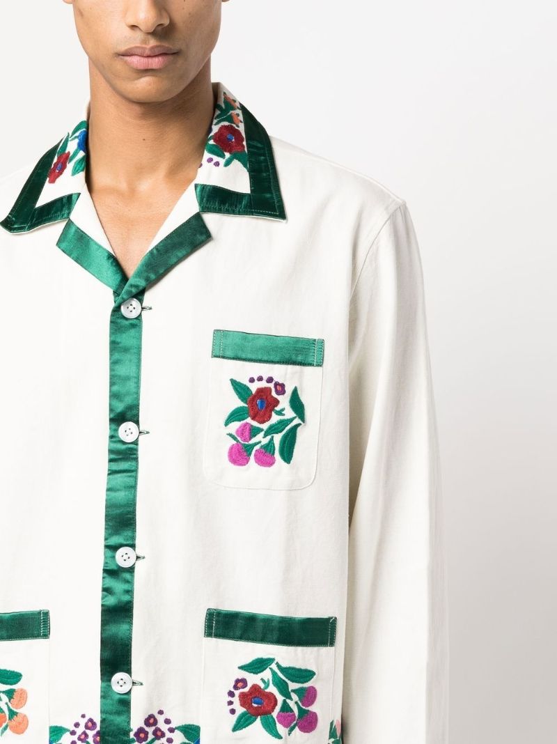 White Floral Embroidered Shirt