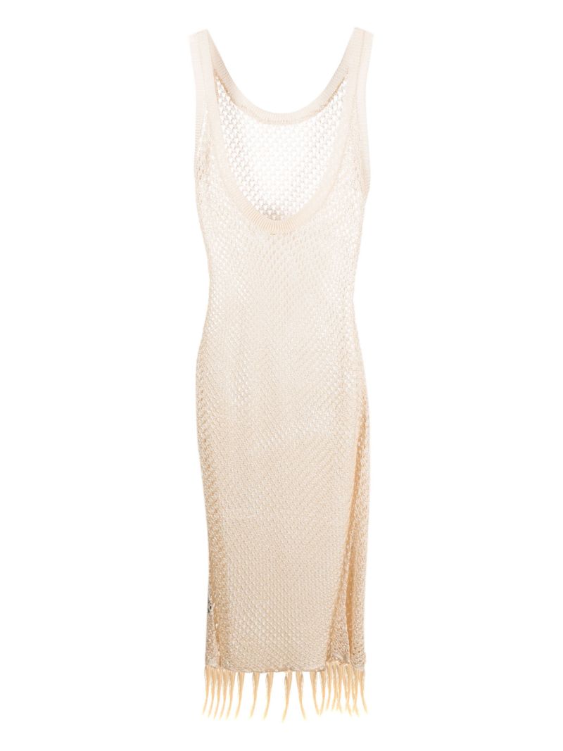 Neutral Emma OmbrÃ_x0083_© Crochet Midi Dress