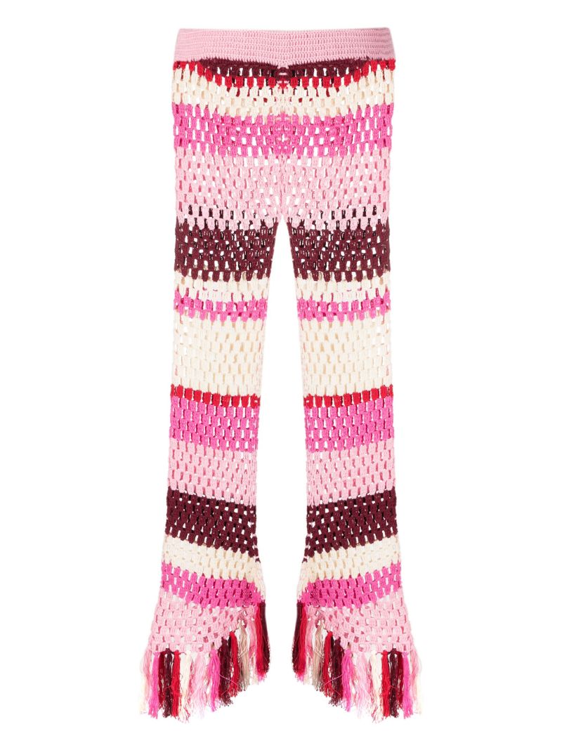 Pink Garix Crochet Flared Trousers