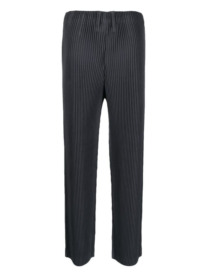 Grey Pleated Straight Leg Trousers