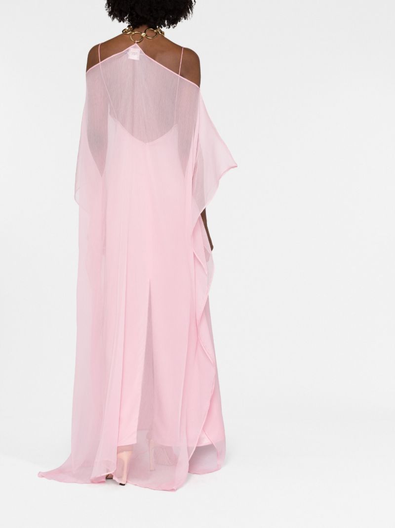 Pink Spirito Draped Silk Maxi Dress