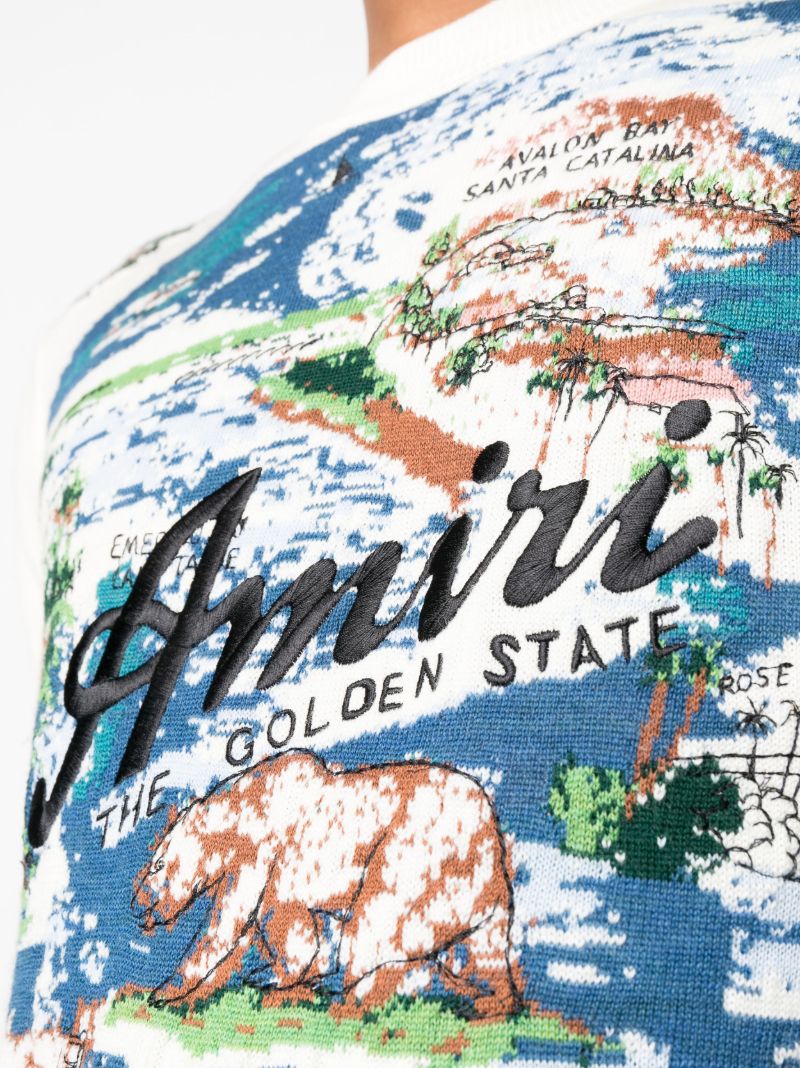 Blue Aloha Landscape Jacquard Sweater