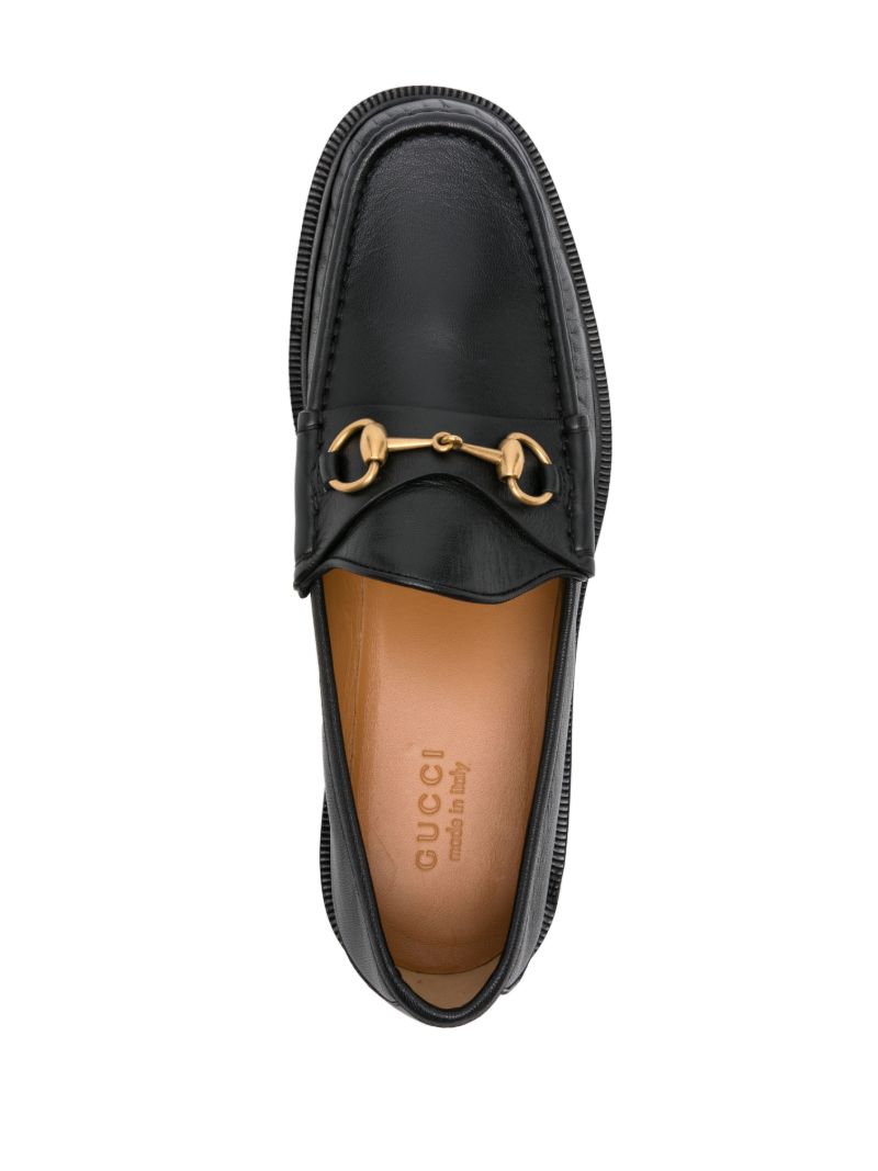 Black Horsebit Leather Loafers