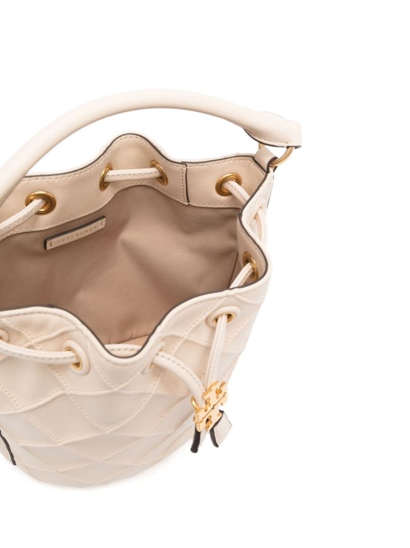 Neutral Diamond Leather Bucket Bag