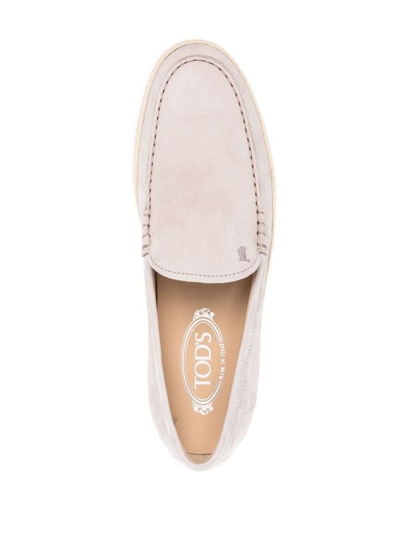 Neutral Leather Slip-on Loafers