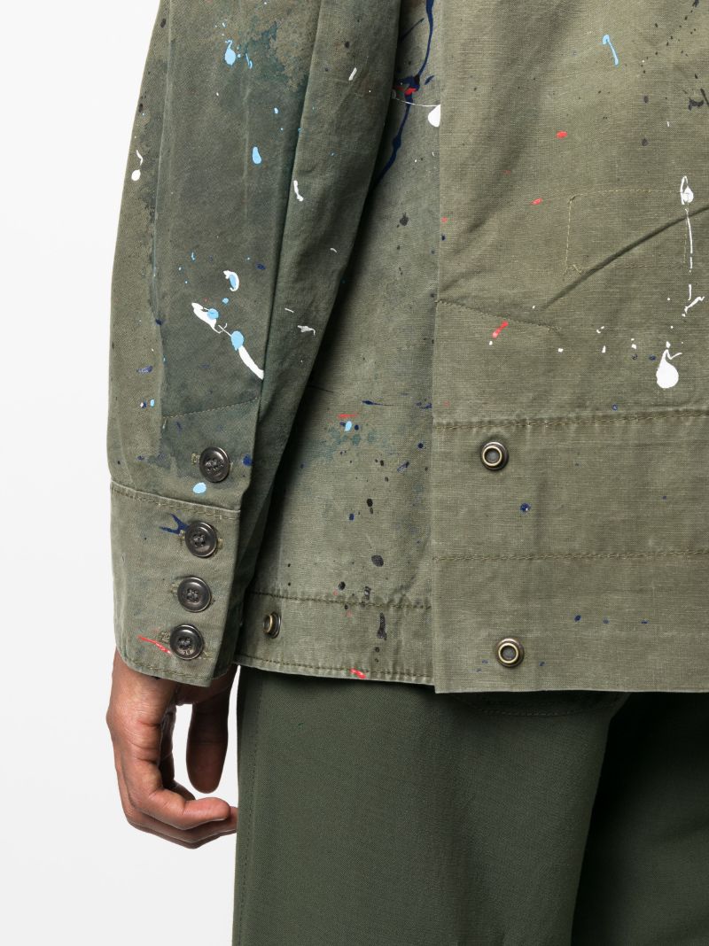 Green Paint-splatter Double-breasted Blazer