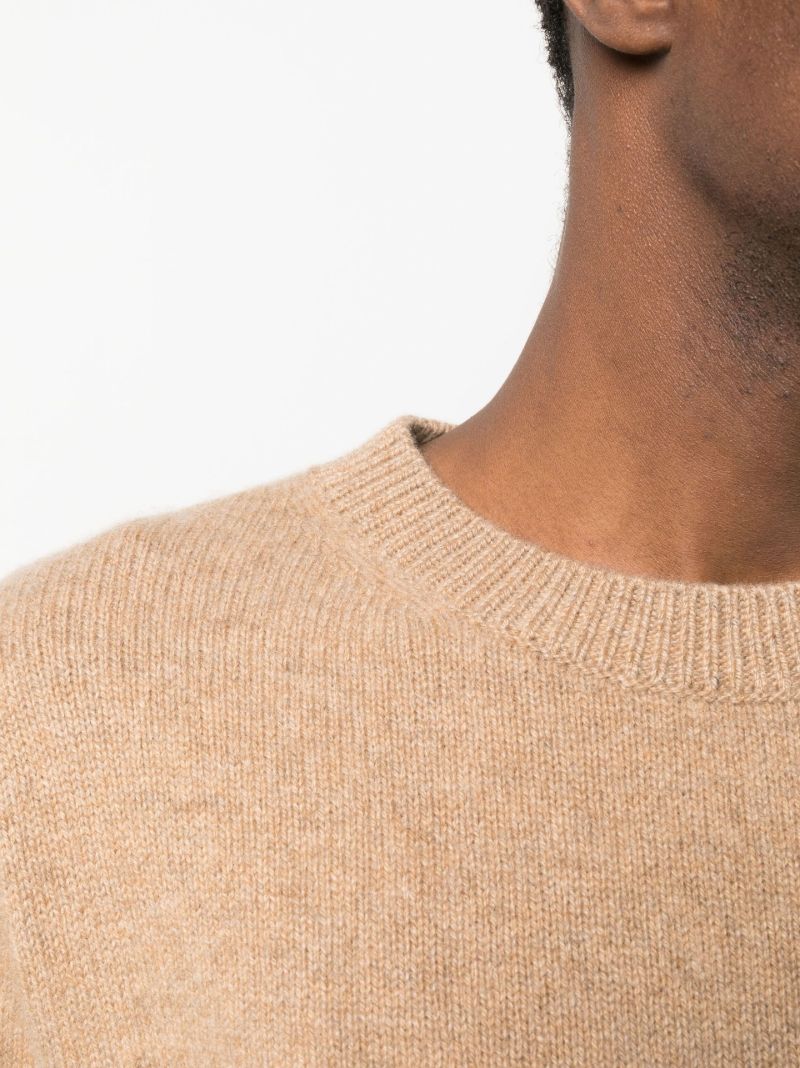 Beige Round Neck Long Sleeve Jumper