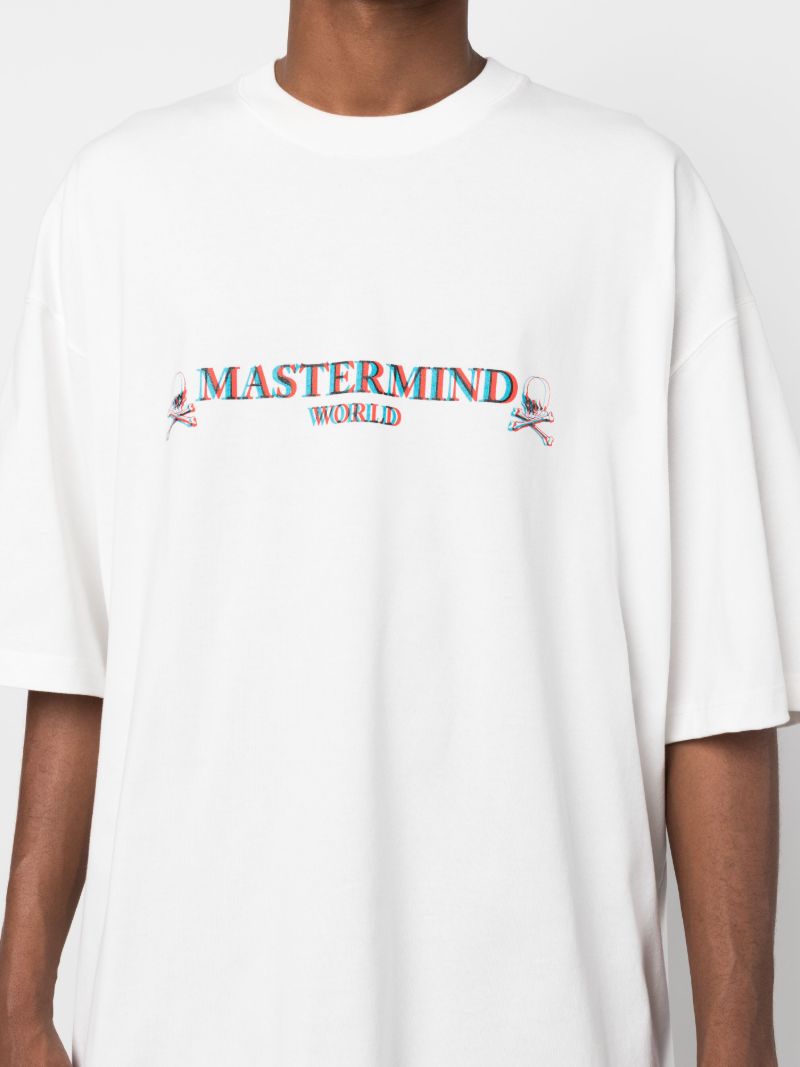 White Logo Print Cotton T-shirt