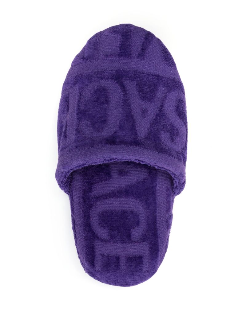Purple Towelling Logo Slippers