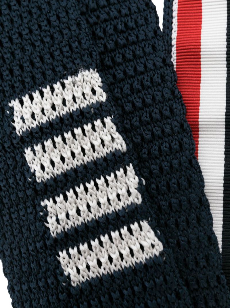 Blue Reversible 4-bar Knitted Silk Tie