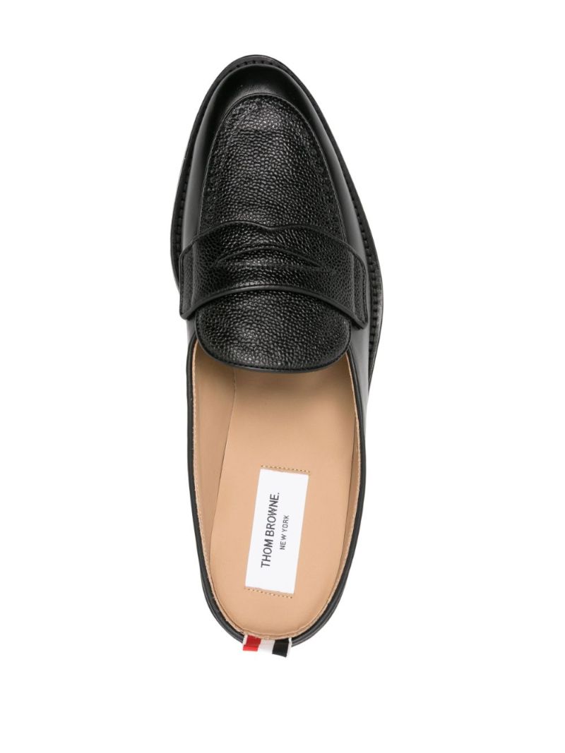 Black Varsity Leather Slippers