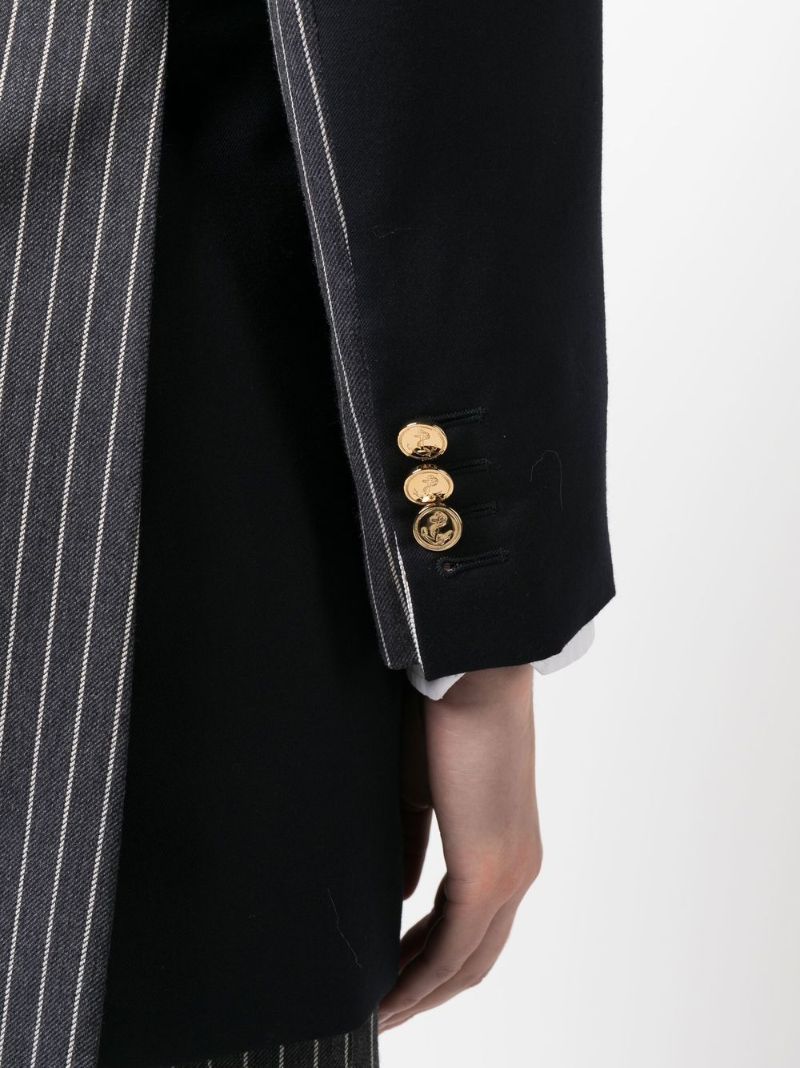 Blue Patchwork Double-breasted Blazer