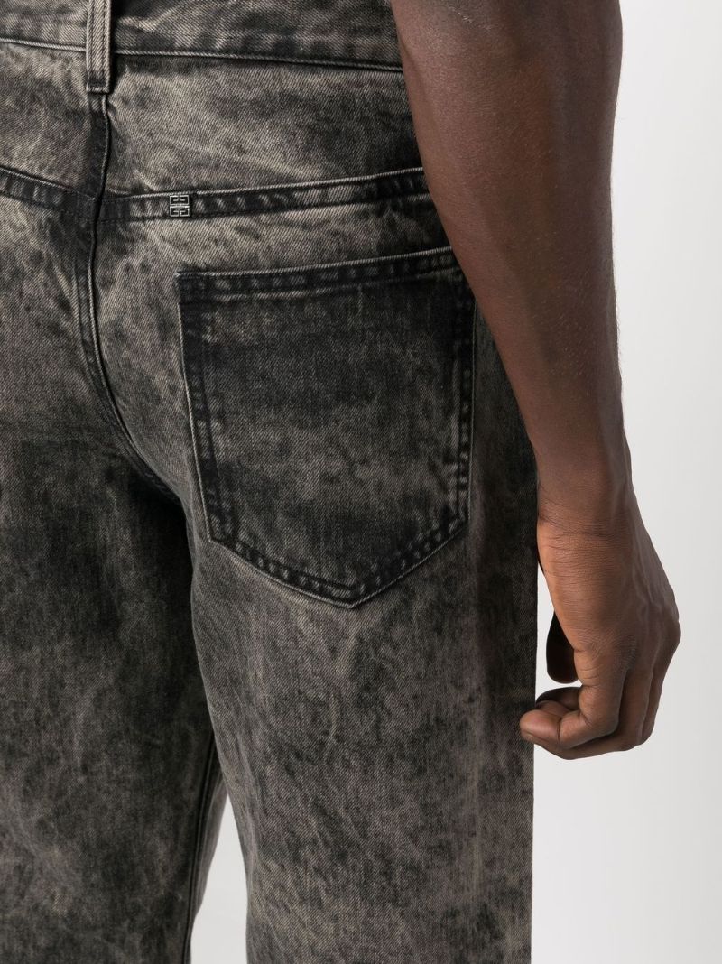 Black Stonewash Straight-leg Jeans