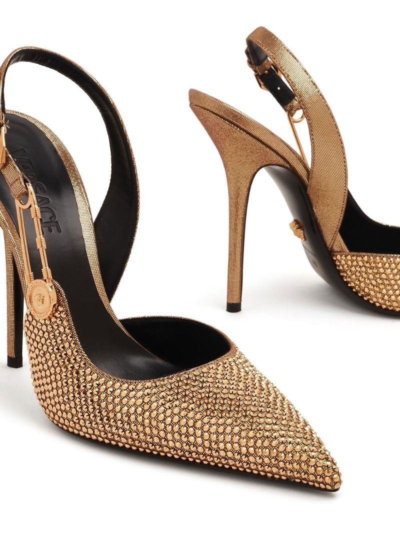 Gold Safety Pin 110 Leather Pumps