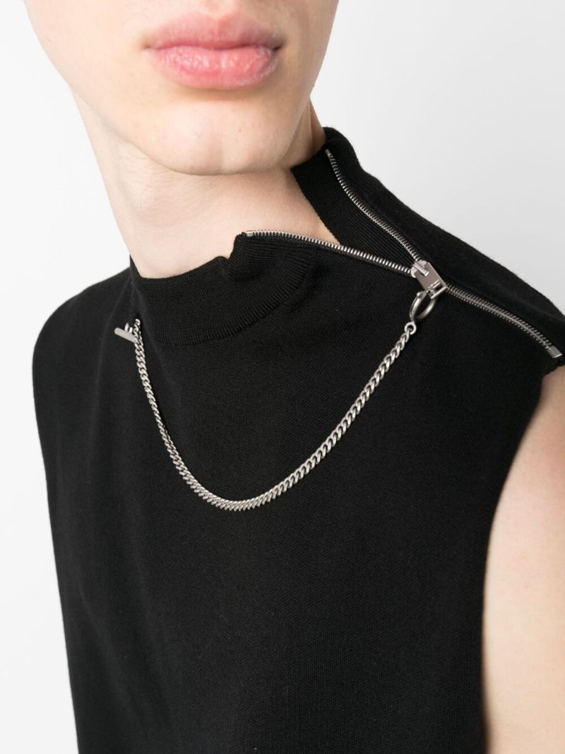 Black Chain Detailed Knit Vest