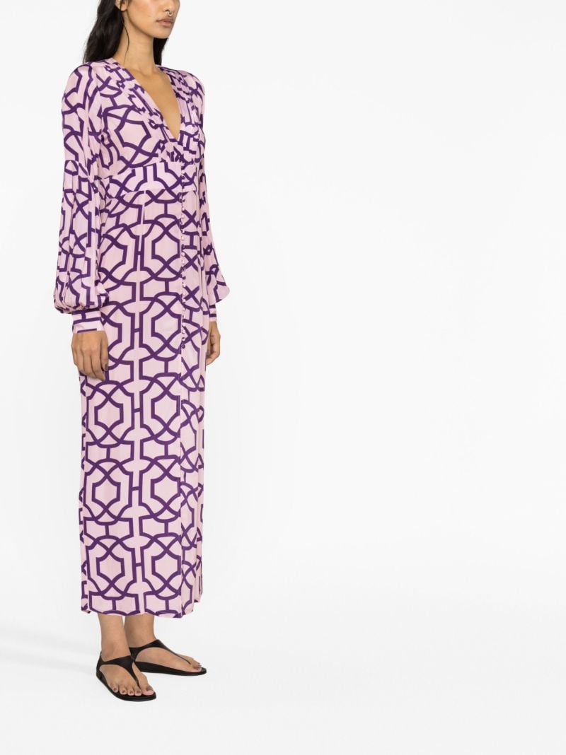 Purple Gaia Tile Print Midi Dress