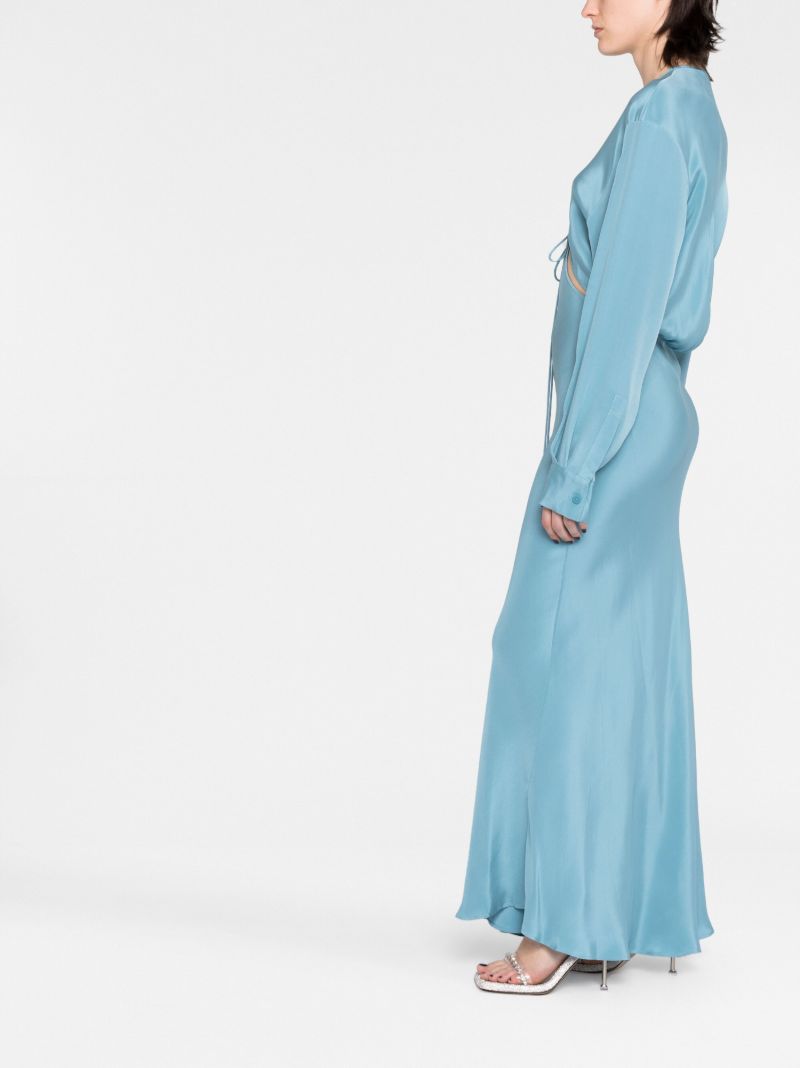 Blue Triquetra Cut-out Silk Gown