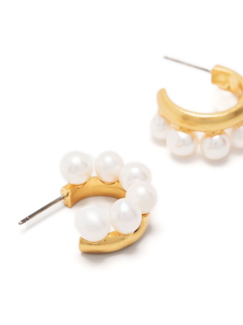 Gold-tone Pearl Hoop Earrings