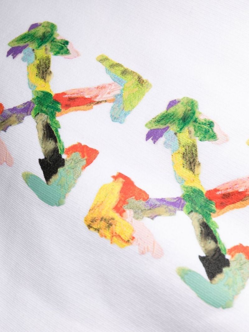 White Arrows Print Track Pants
