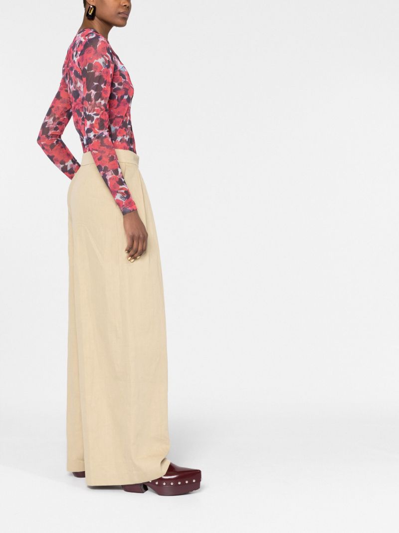 Red Floral Print Long Sleeve Top