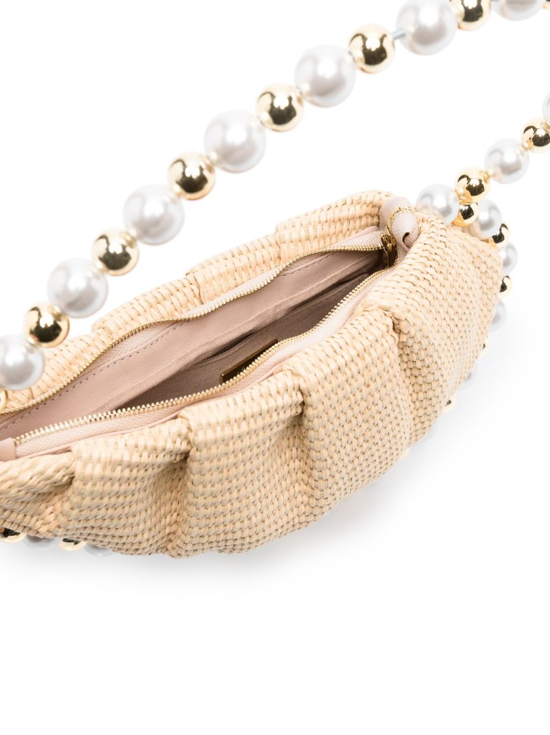 Beige Jumbo Love Raffia Clutch Bag
