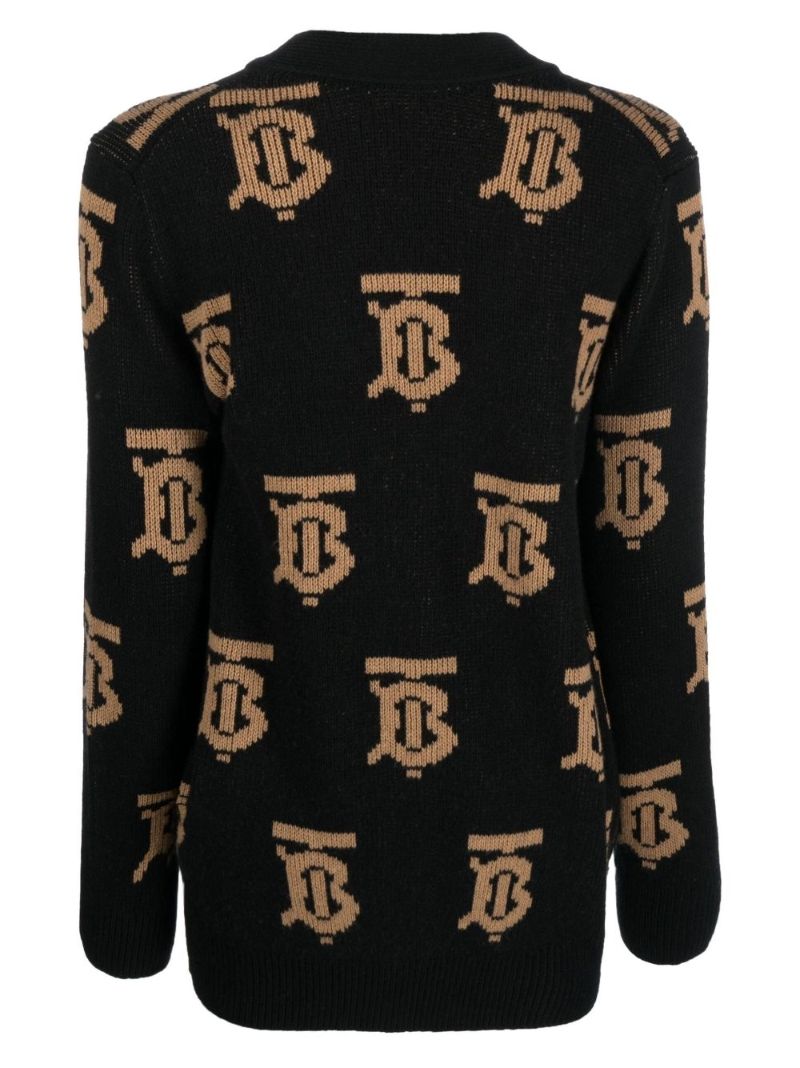 Black Tb Monogram Wool Cardigan