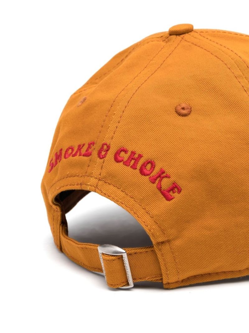 Orange Logo Print Baseball Cap