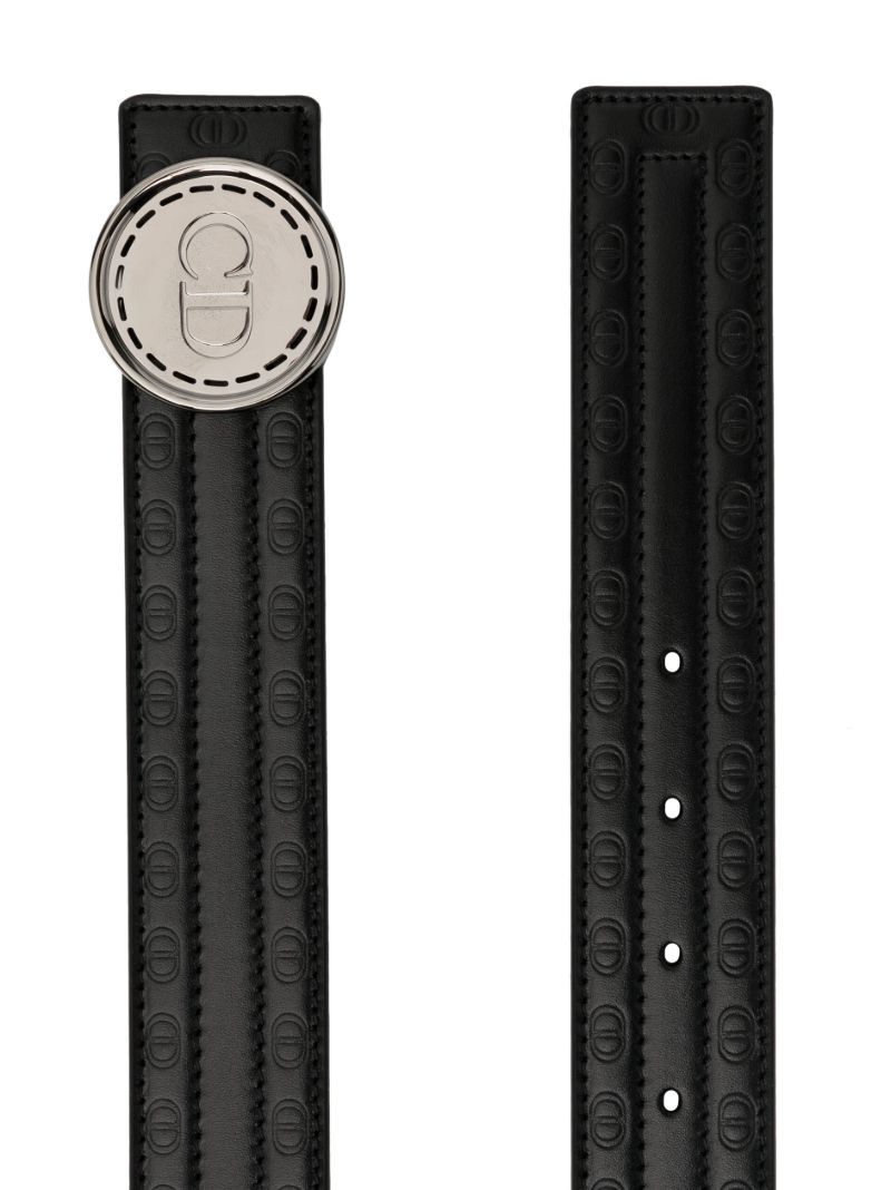 Black Logo Leather Belt