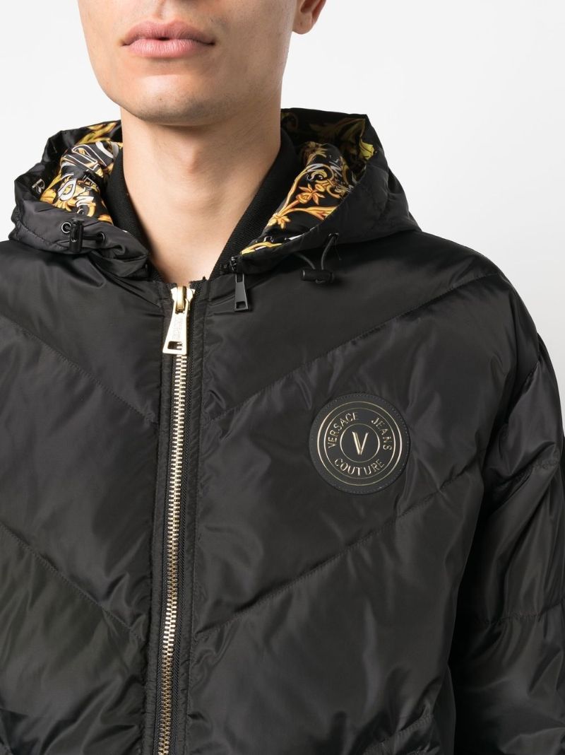 Black Logo Patch Puffer Jacket