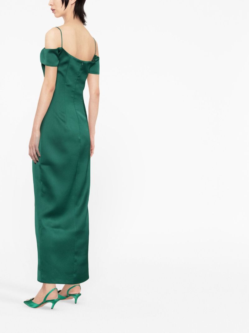 Green Off-shoulder Satin Gown