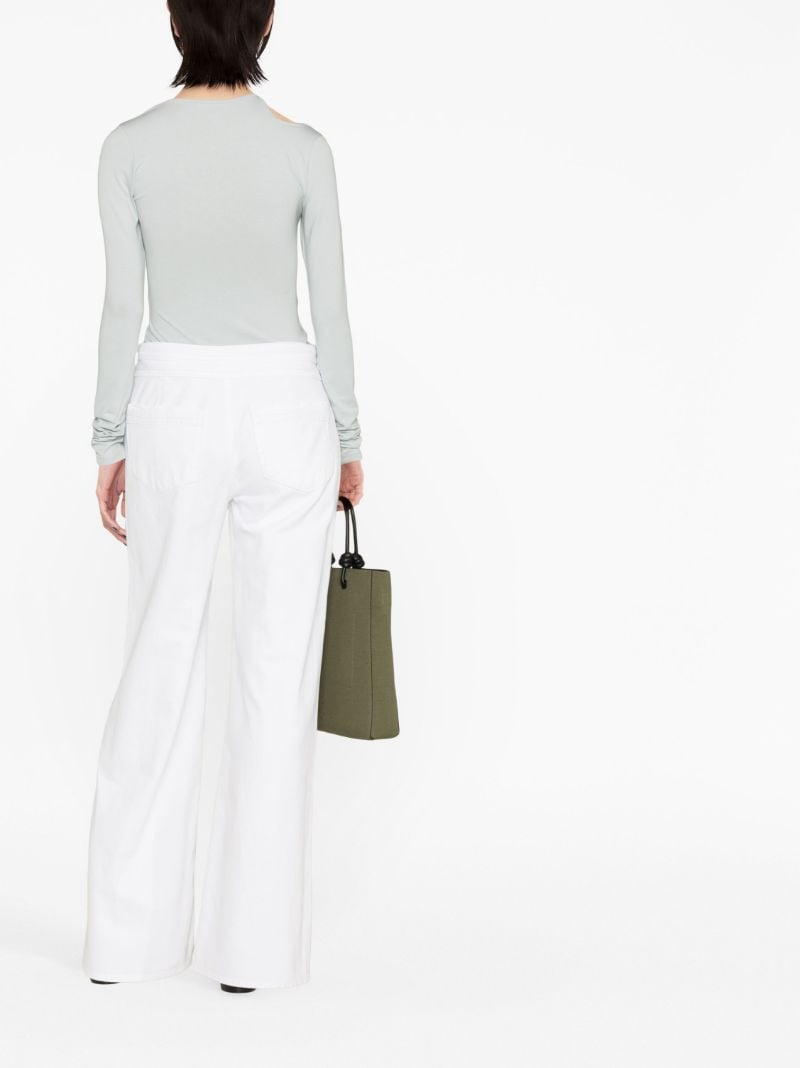 White Triple Stitch Wide Leg Jeans