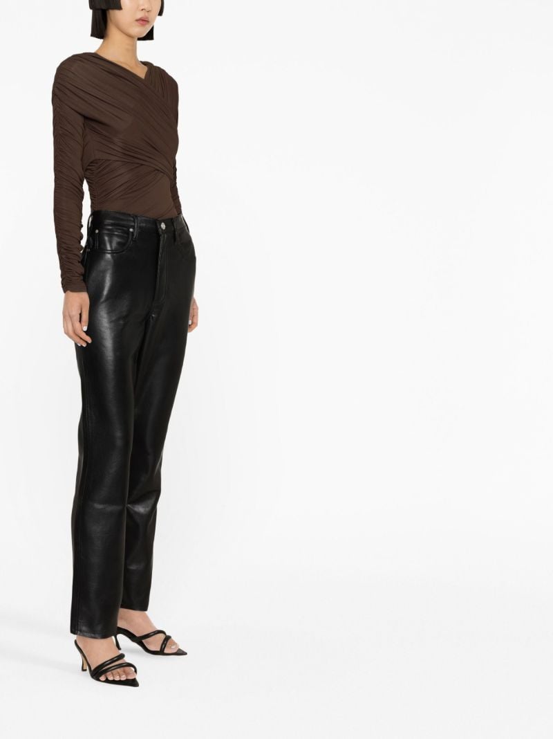 Black High Waist Recycled Leather Trousers