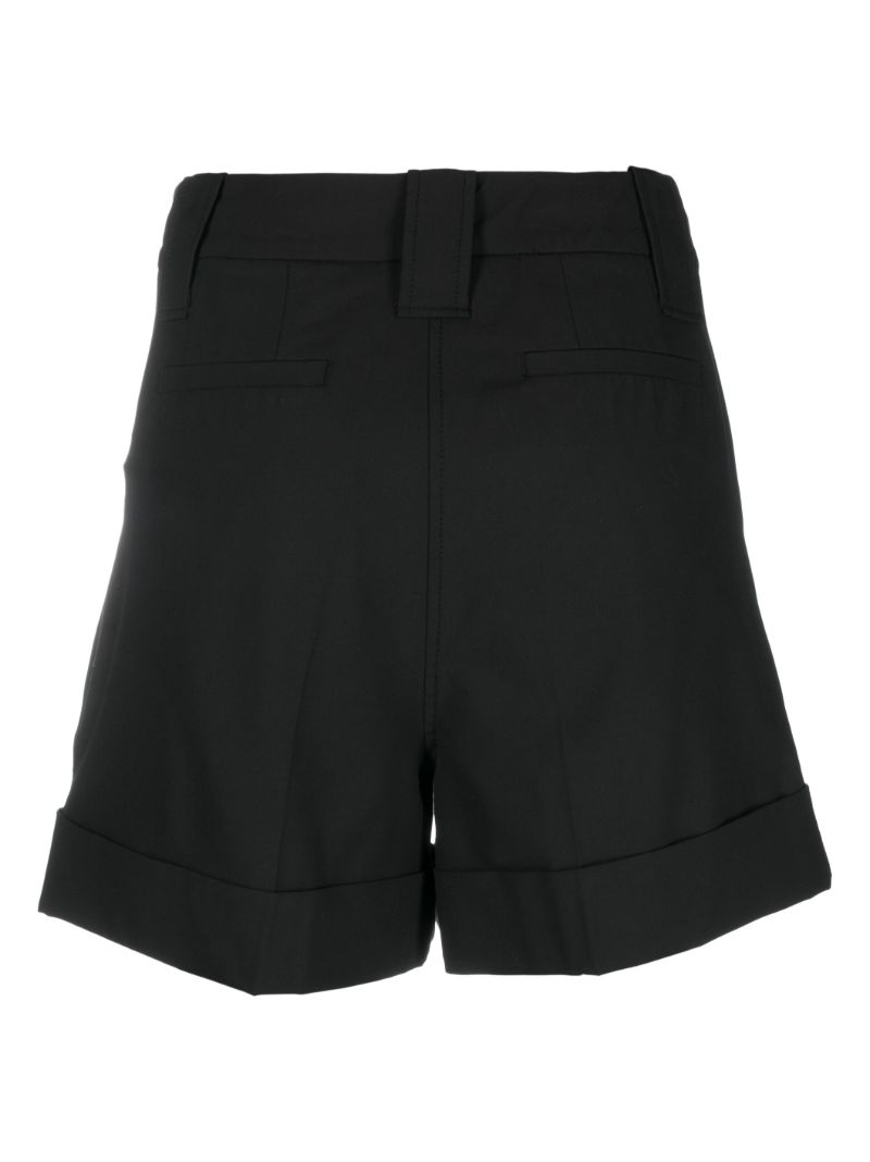 Black Pleated Cotton Shorts
