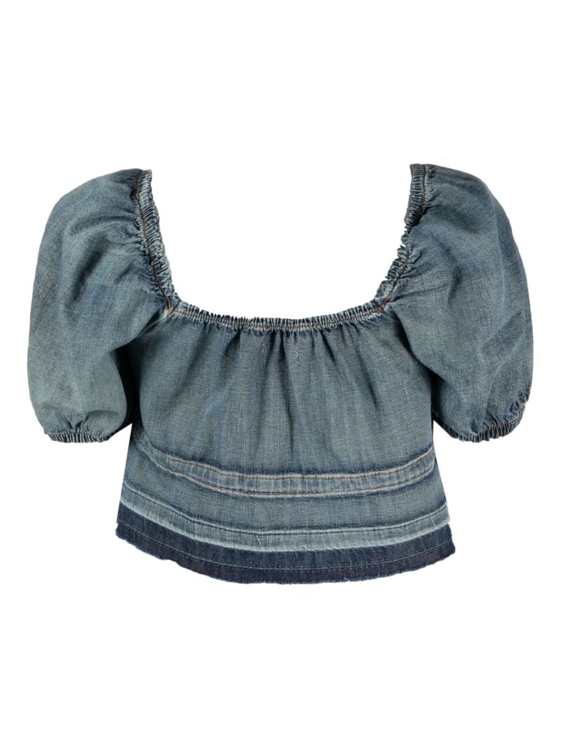 Blue Cropped Denim Top