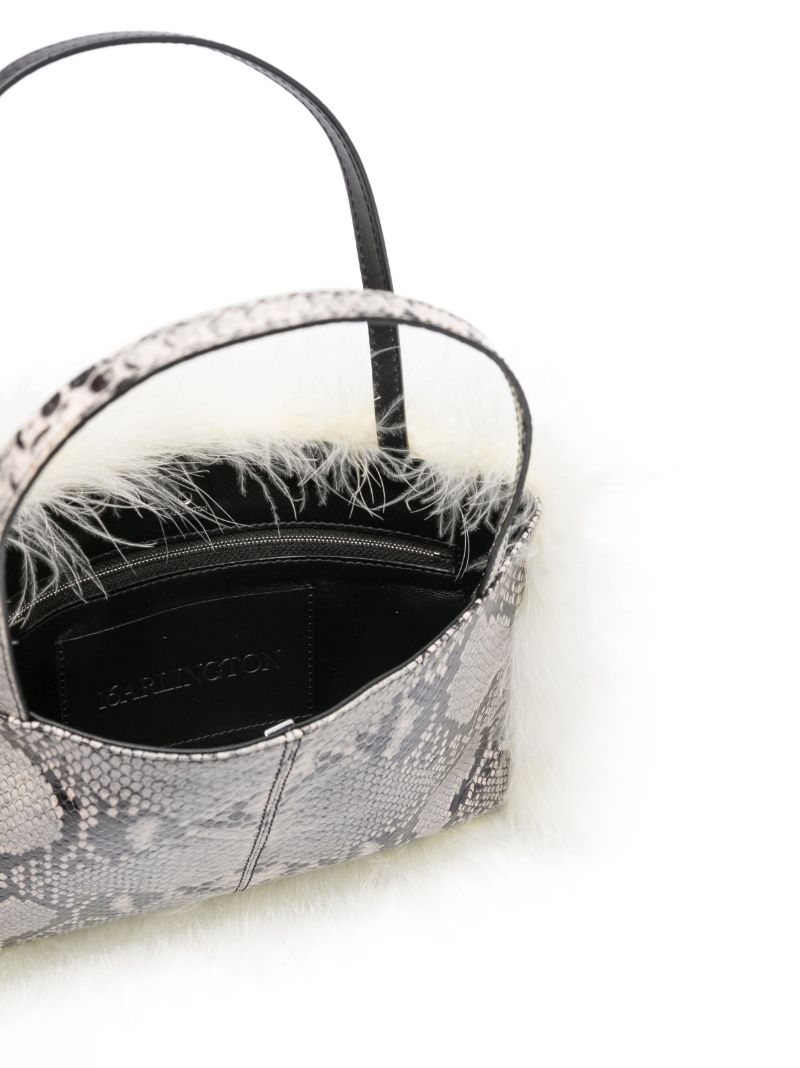 White Suki Snakeskin-effect Feather-insert Tote Bag