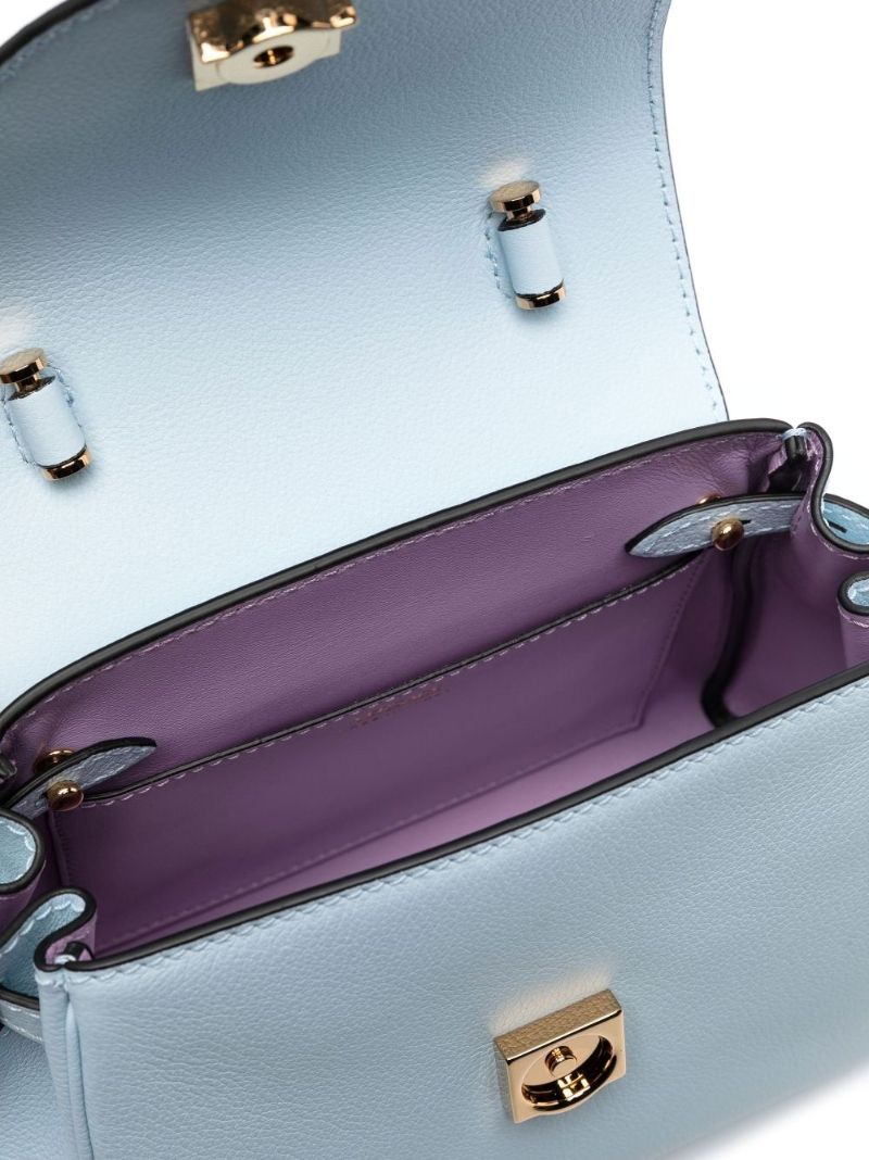 Blue Small La Medusa Leather Tote Bag