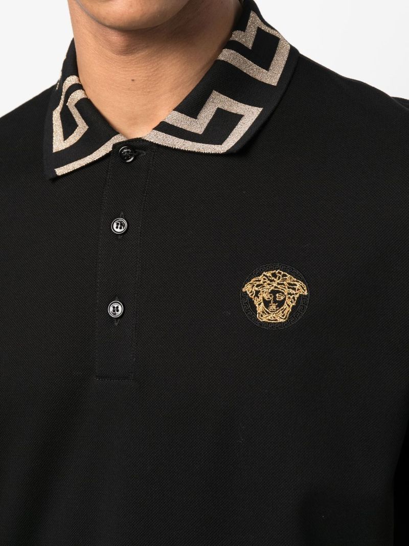 Black Medusa Head Patch Polo Shirt