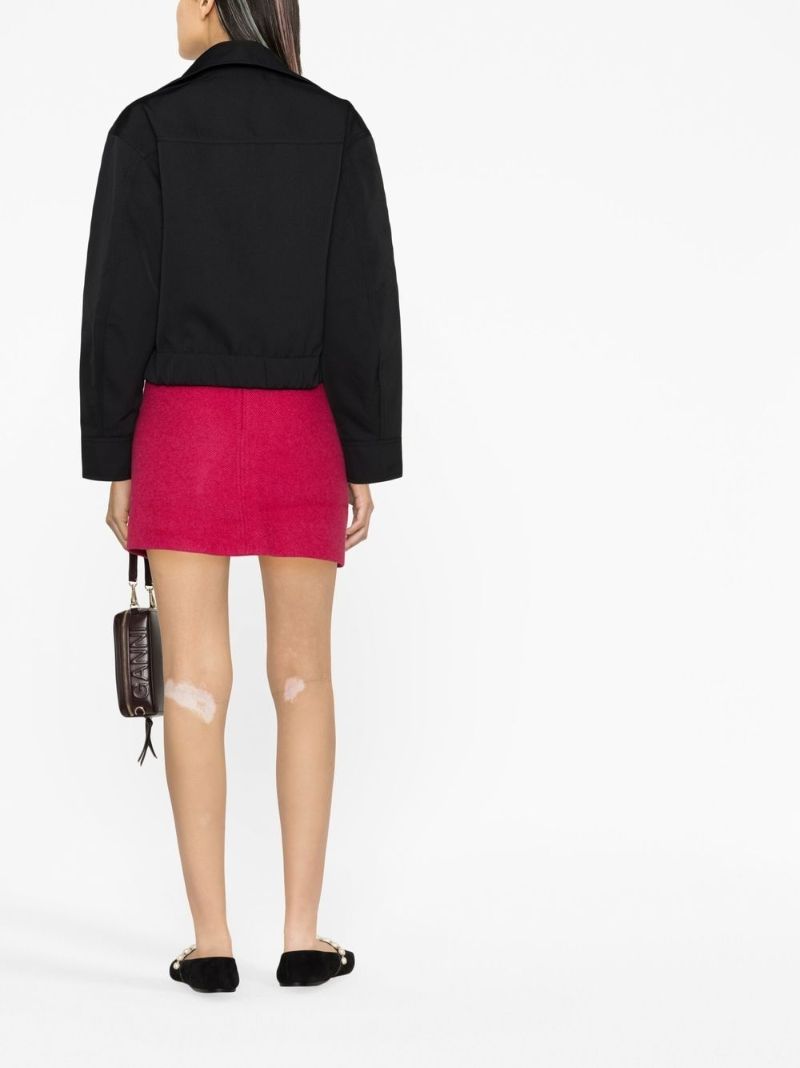 Black Wide Collar Twill Jacket