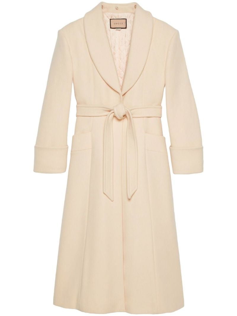 Neutral Belted Detachable-collar Coat