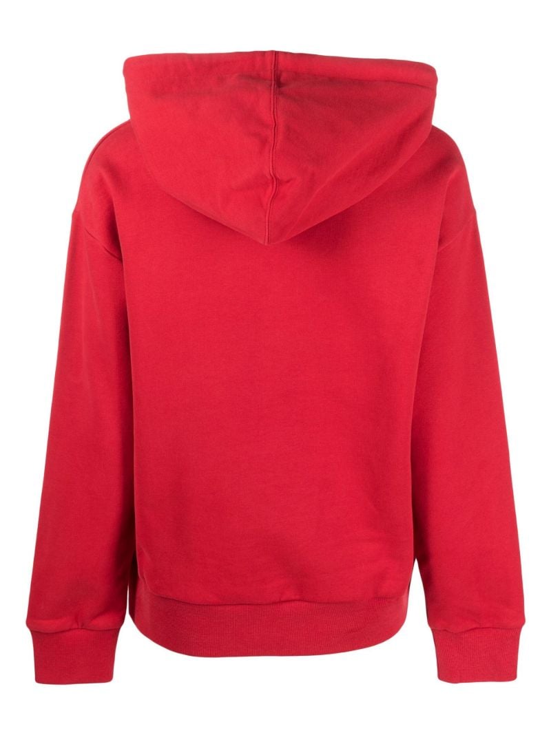 Red Embroidered Logo Cotton Hoodie