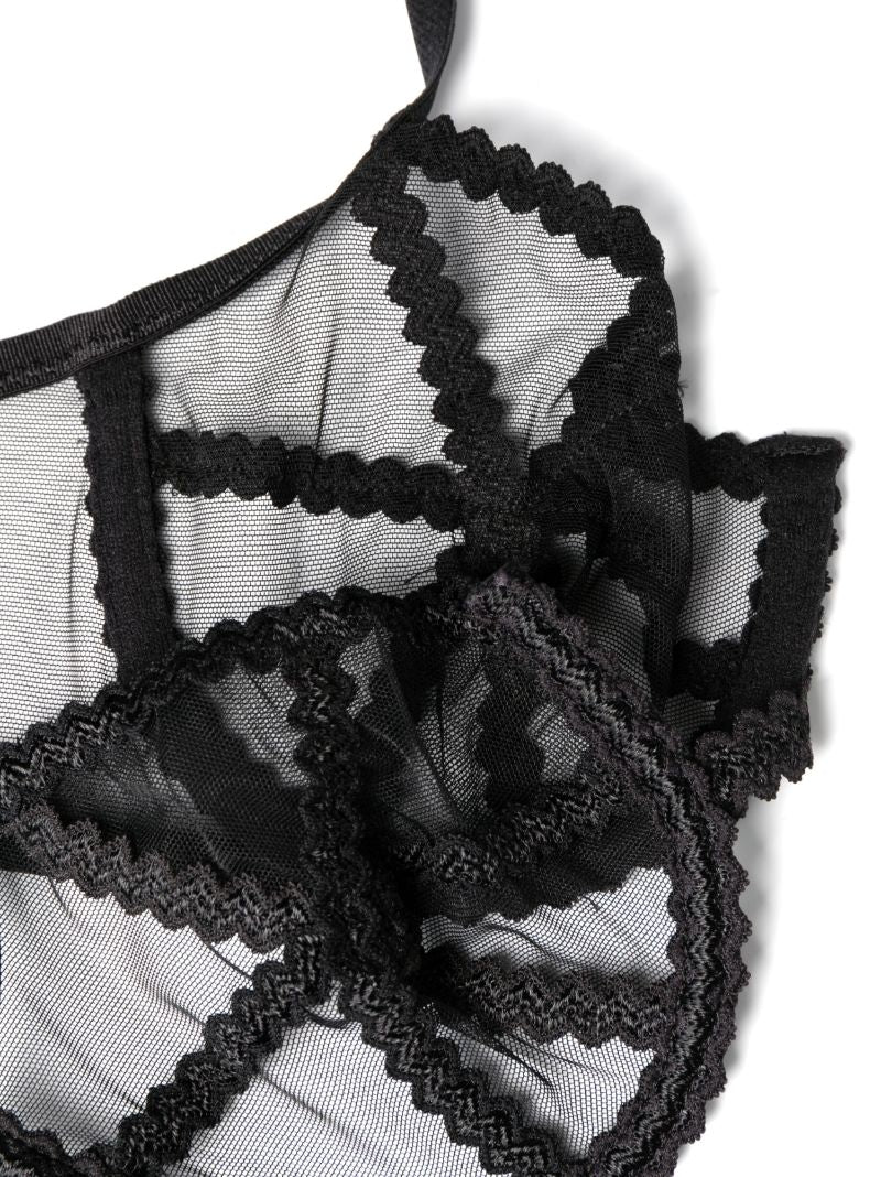Black Mesh Panelled Bra