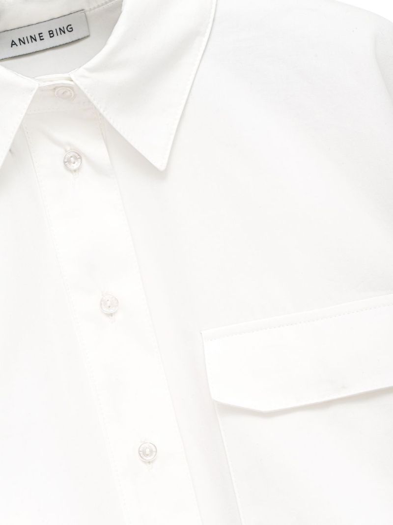 White Travis Cropped Cotton Shirt