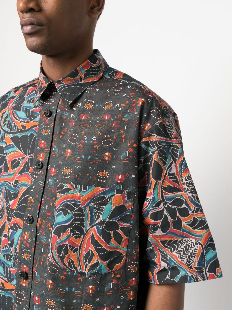 Black Floral Print Cotton Shirt