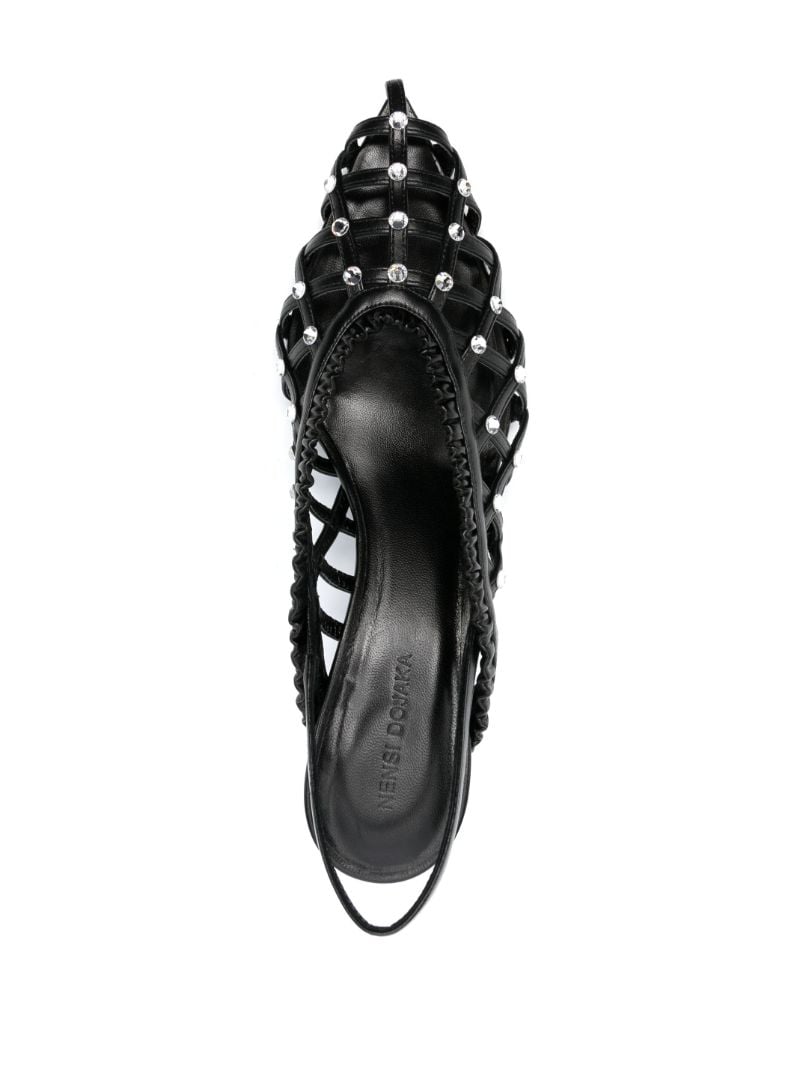 Black Woven Crystal-embellished Pumps