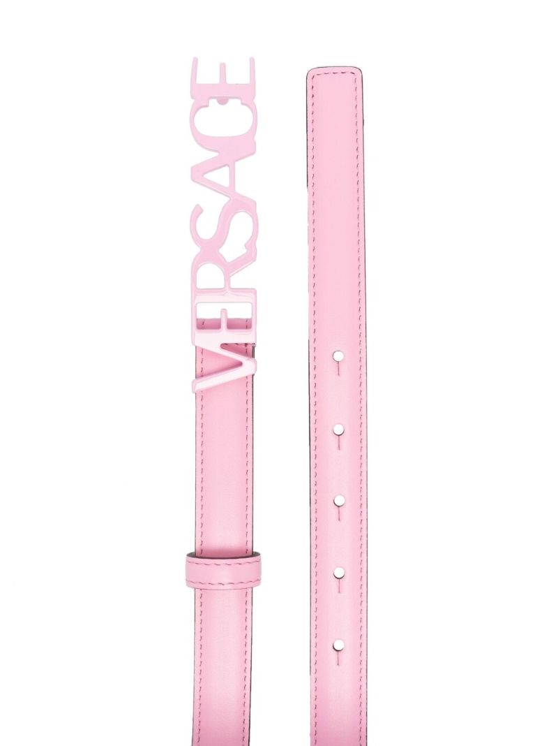 Pink Logo Buckle Leather Belt