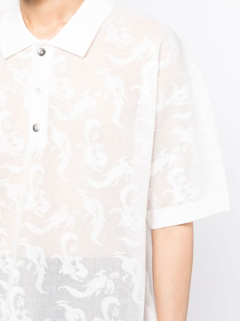 White Phoenix Jacquard Polo Shirt