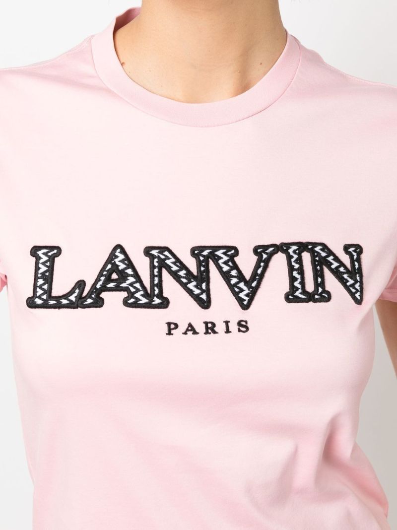 Pink Logo Embroidered T-shirt