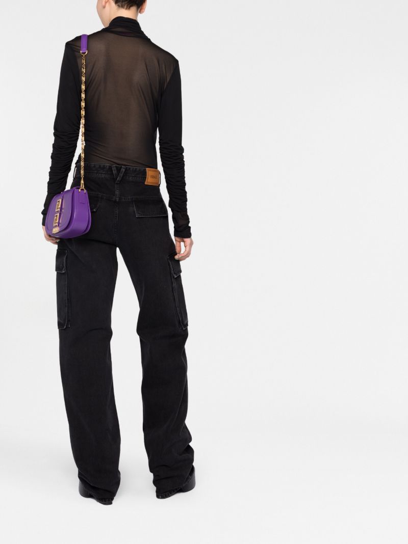 Black Cotton Wide-leg Jeans