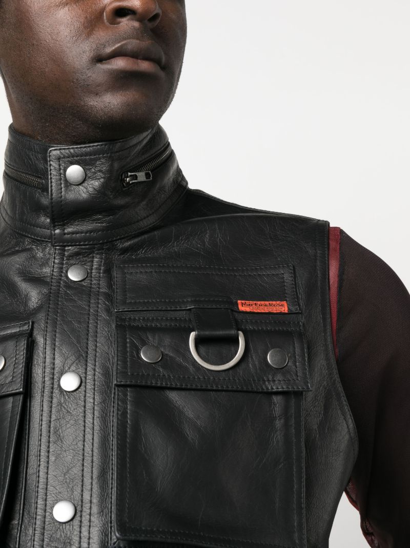 Black Zip-neck Leather Gilet
