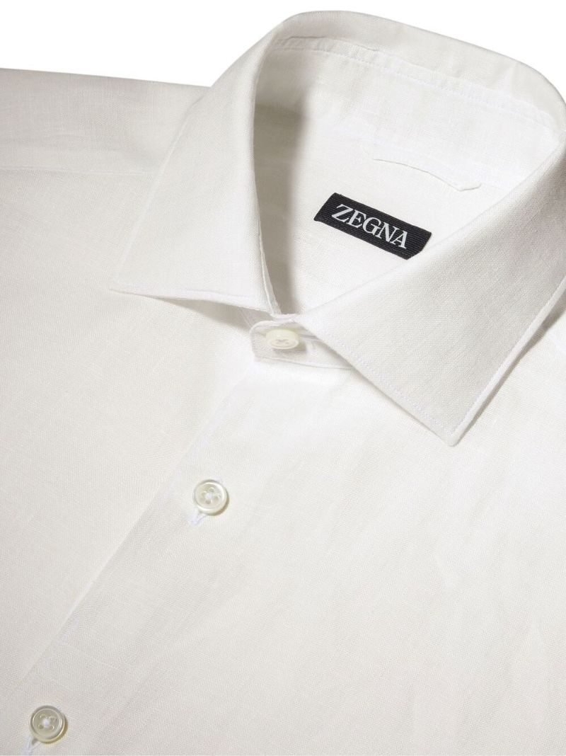 White Linen Long Sleeved Shirt